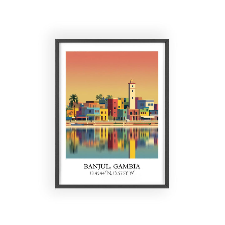 Banjul Art, Banjul Retro Travel Art, Banjul Gambia Home Decor, Gambia Gift, Gambia Travel Art, Travel Prints, Housewarming Gift