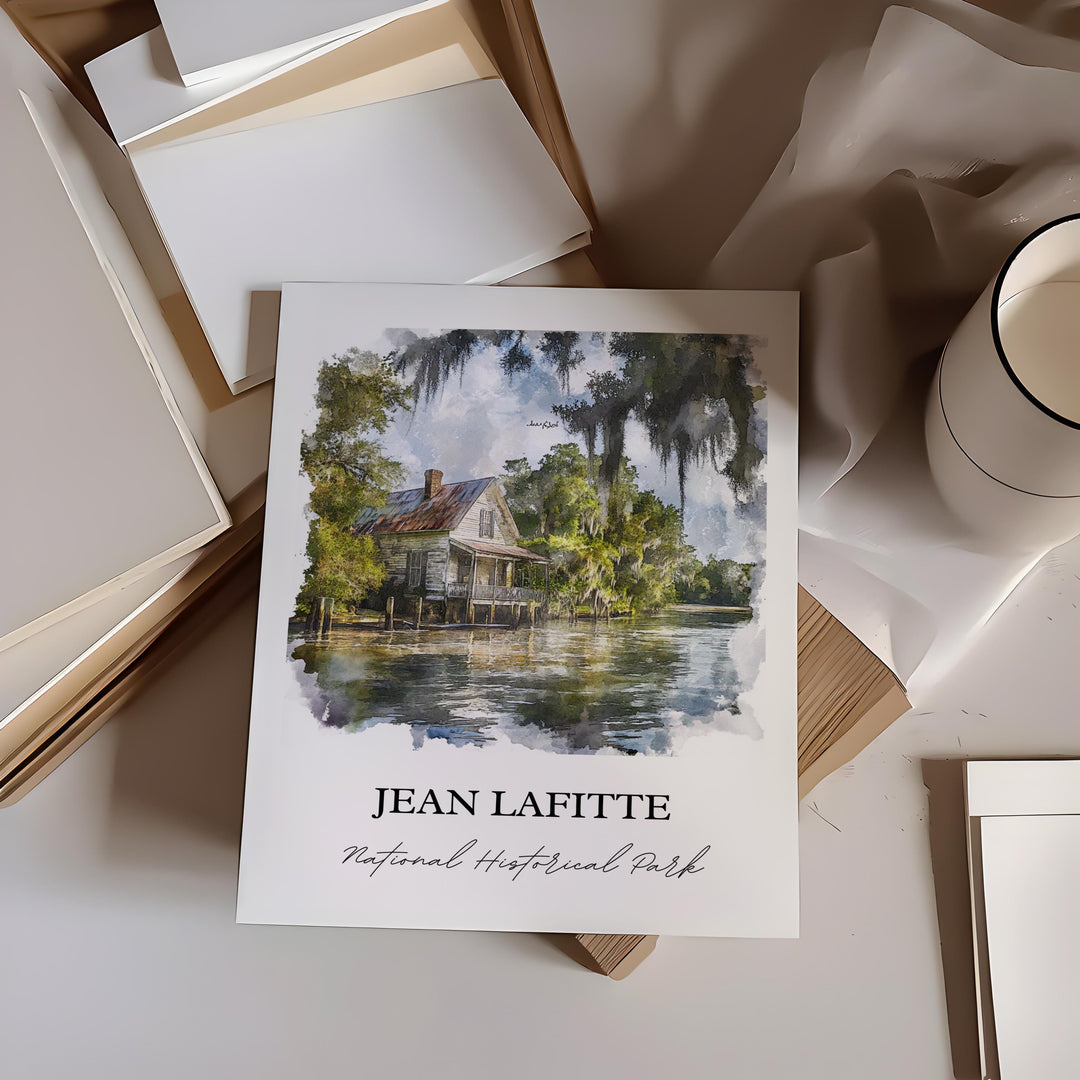 Jean Lafitte National Park Art, Louisiana Print, Louisiana Watercolor, Jefferson Parish Gift, Travel Print, Travel Poster, Housewarming Gift