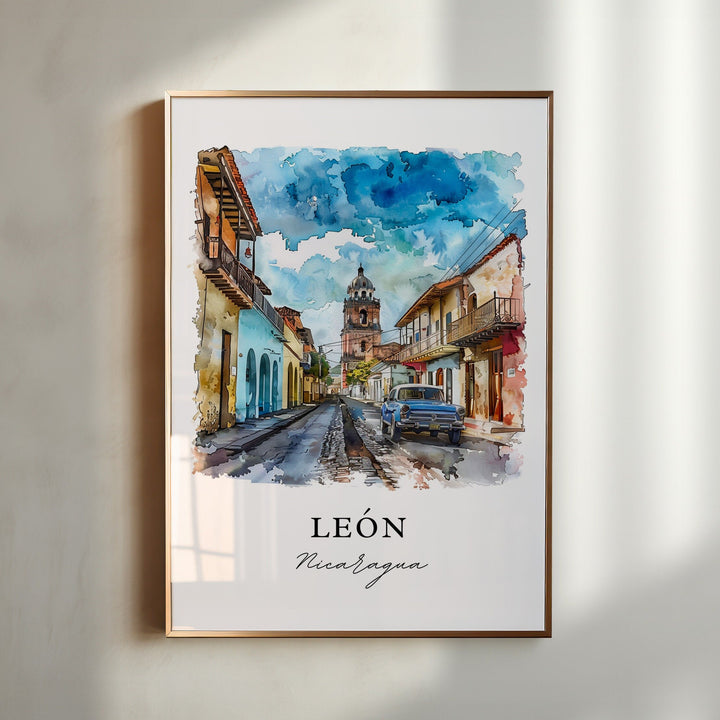 Leon Nicaragua Wall Art, León Print, León Watercolor, León Nicaragua Gift,