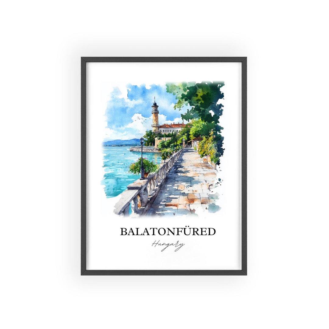 Balatonfured Wall Art, Lake Balaton Print, Hungary Watercolor Art, Balatonfured Hungary Gift, Travel Print, Travel Poster, Housewarming Gift
