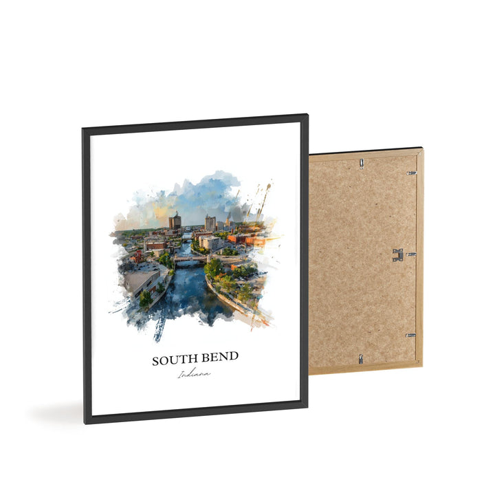 South Bend, Indiana Wall Art, South Bend Print, Indiana Watercolor Art, South Bend Indiana Gift, Travel Print, Travel Poster, Housewarming Gift