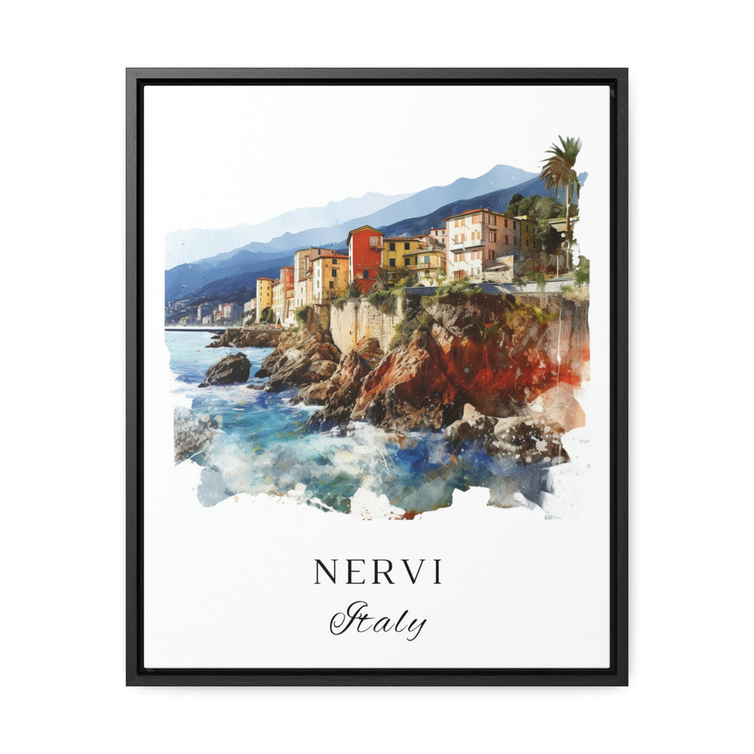 Nervi traditional travel art - Italy, Nervi poster, Wedding gift, Birthday present, Custom Text, Personalised Gift