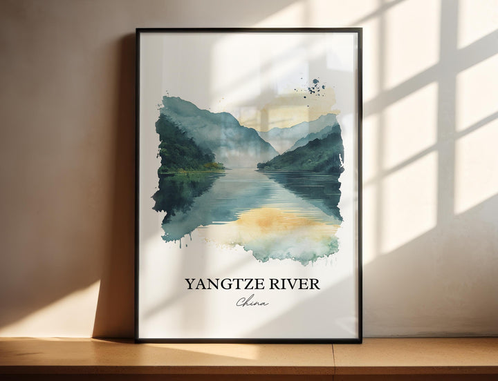 Yangtze River Wall Art, Yangtze River Print, China Watercolor Art, Yangtze River Gift, Travel Print, Travel Poster, Housewarming Gift