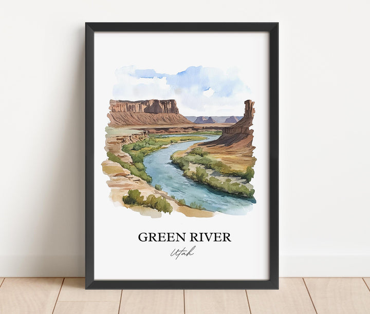 Green River Wall Art, Emery County Print, Utah Watercolor Art, Green River Gift, Travel Print, Travel Poster, Housewarming Gift