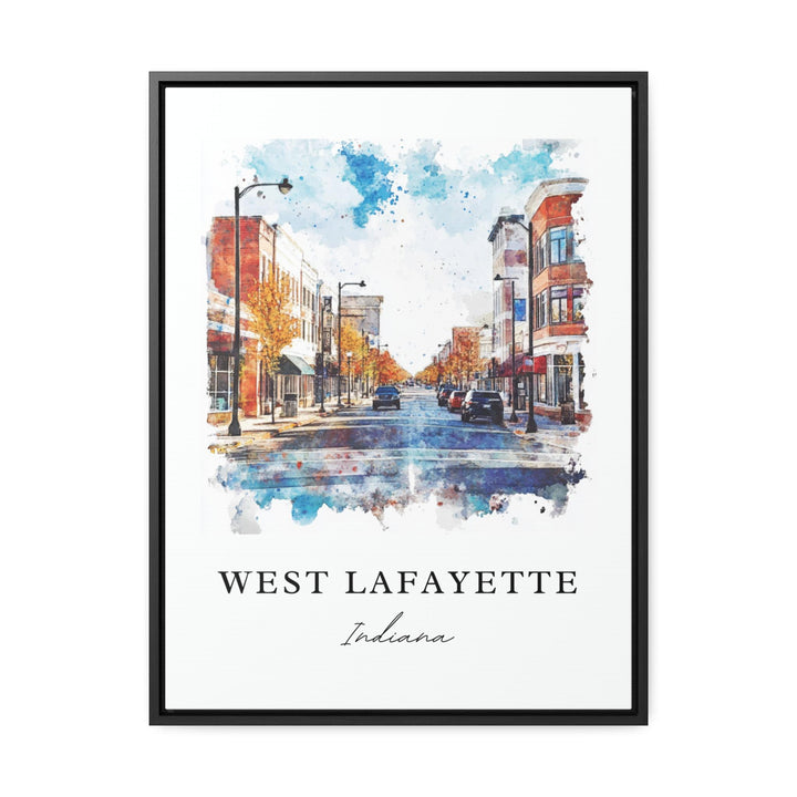 West Lafayette IN Art, West Lafayette Print, W Lafayette Watercolor, Purdue University Gift, Travel Poster, Housewarming Gift