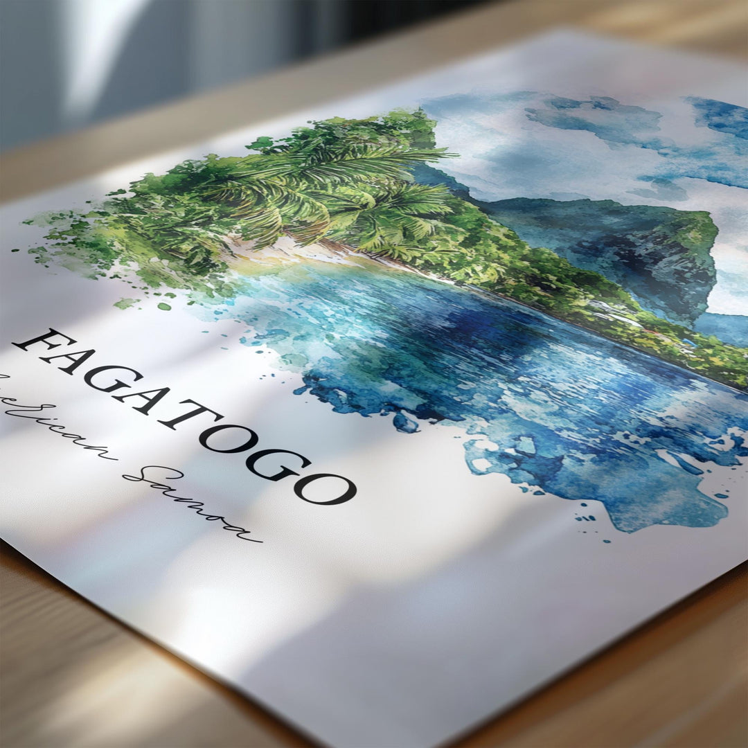 Fagatogo Wall Art, Pago Pago Print, American Samoa Watercolor Art, Fagatogo Gift, Travel Print, Travel Poster, Housewarming Gift