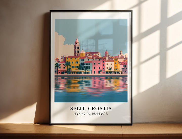 Split Croatia Art, Split Retro Travel Art, Croatia Home Decor, Split Croatia Gift, Croatian Travel Art, Travel Prints, Housewarming Gift