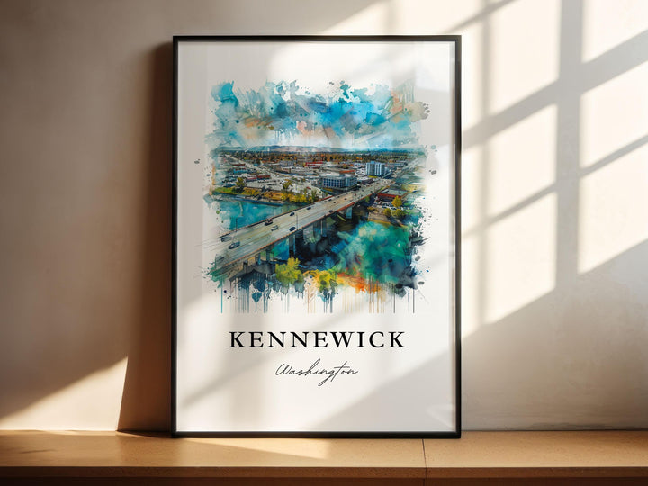 Kennewick WA Wall Art, Kennewick Print, Kennewick Watercolor Art, Benton County WA Gift,