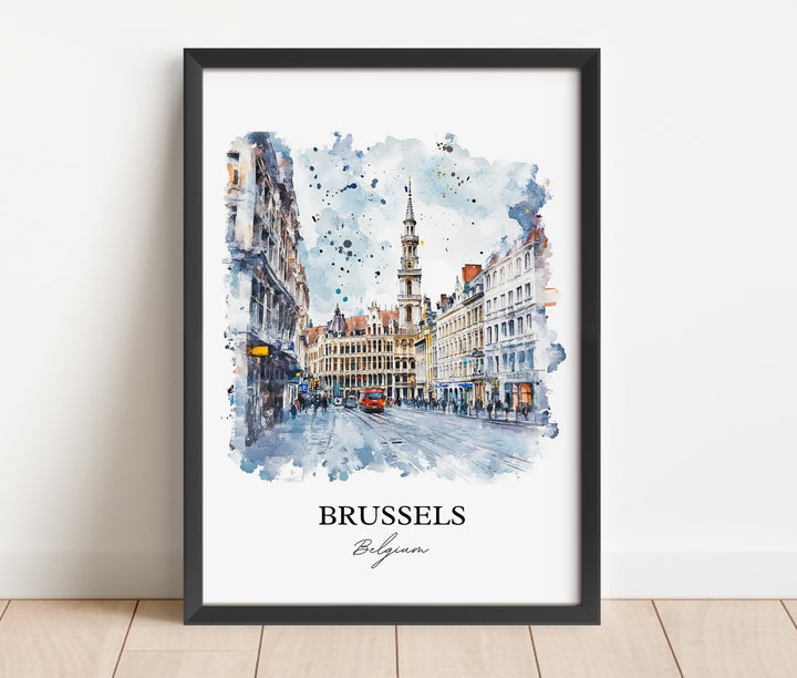 Brussels Wall Art, Brussels Print, Belgium Watercolor Art, Brussels Belgium Gift, Travel Print, Travel Poster, Housewarming Gift