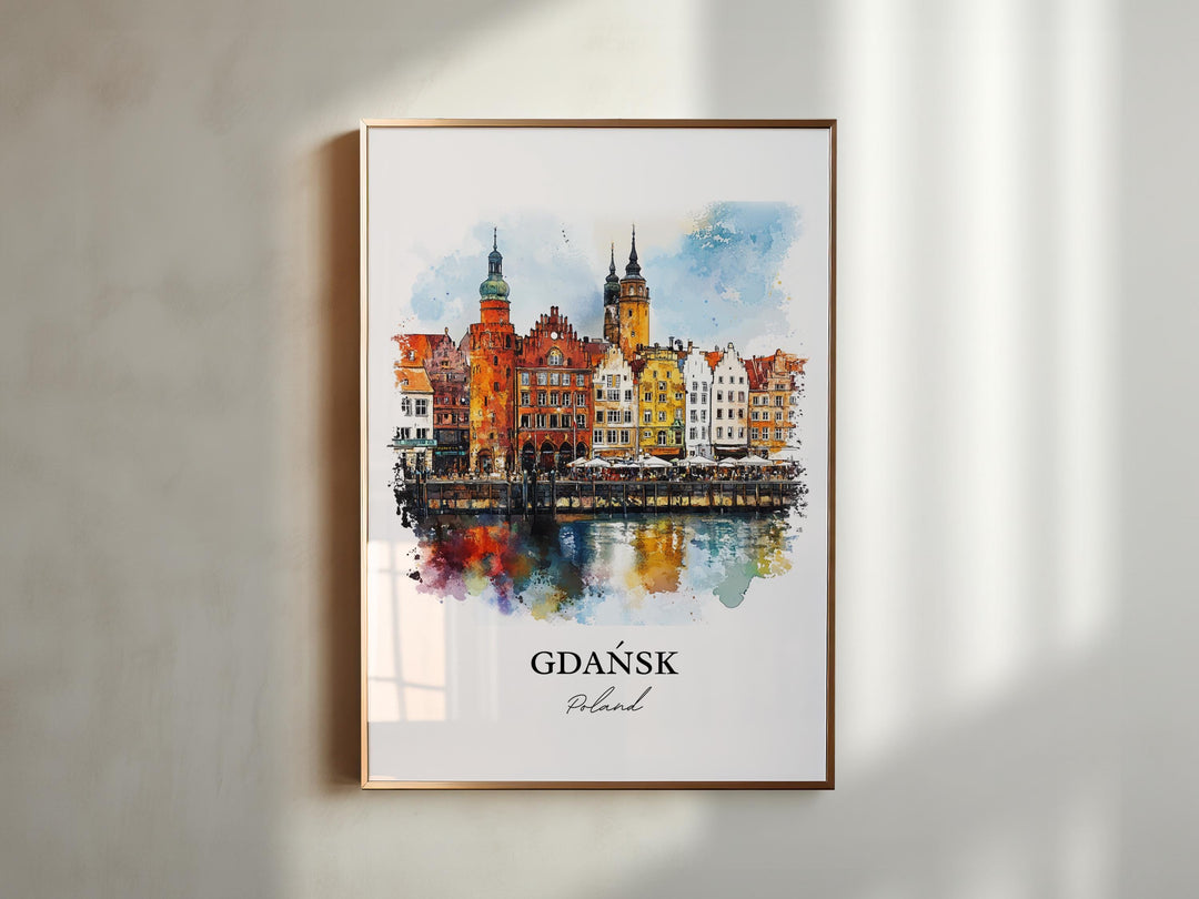 Gdansk Wall Art, Gdansk Print, Poland Watercolor Art, Gdansk Gift, Travel Print, Travel Poster, Housewarming Gift