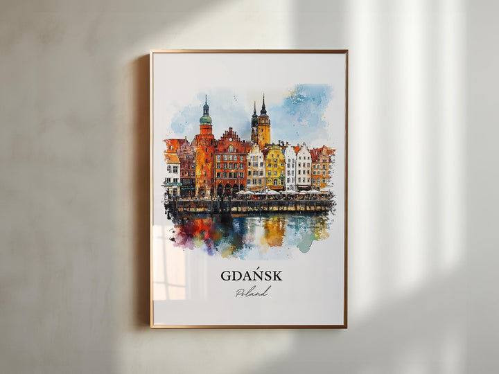 Gdansk Wall Art, Gdansk Print, Poland Watercolor Art, Gdansk Gift, Travel Print, Travel Poster, Housewarming Gift