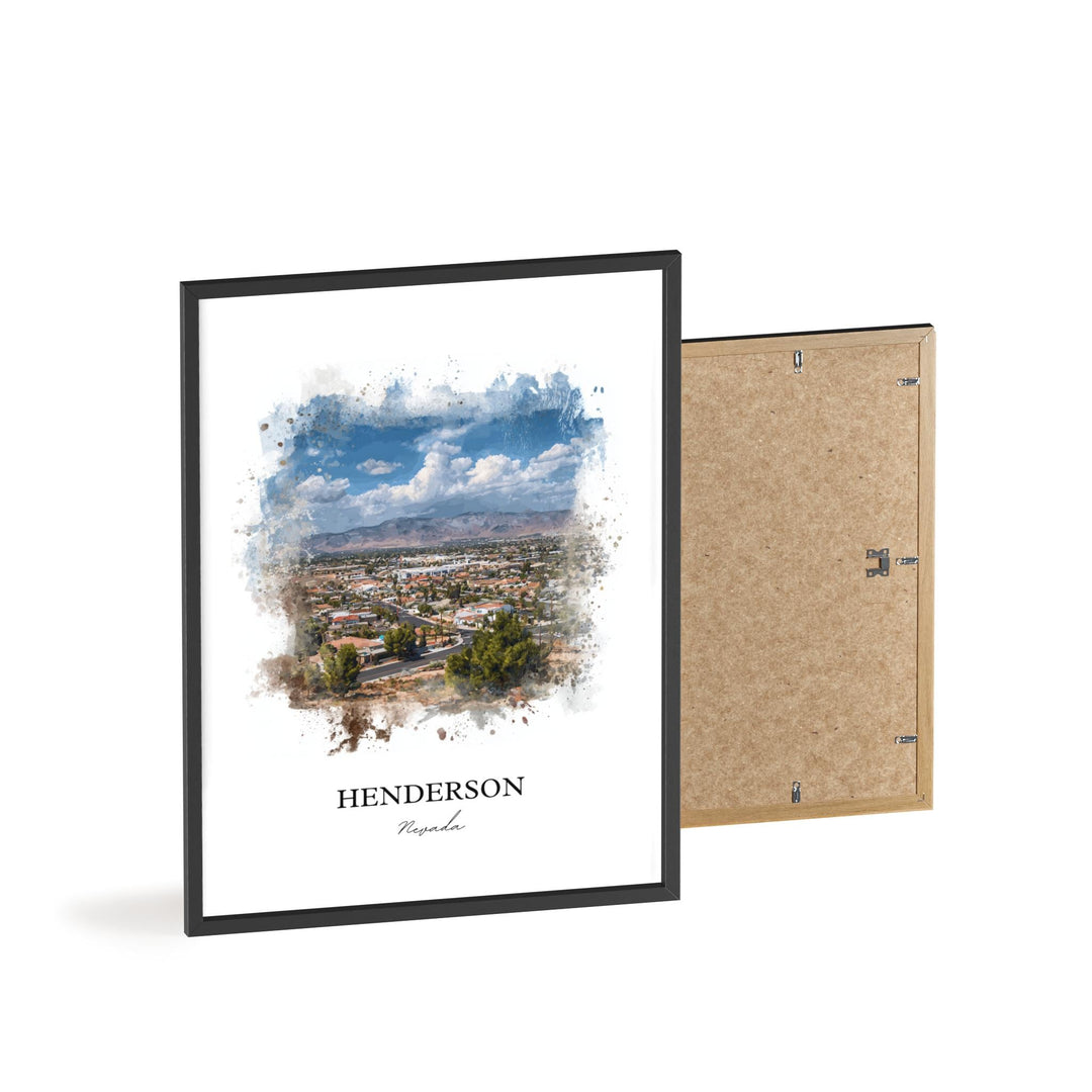 Henderson NV Wall Art, Henderson Print, Nevada Watercolor Art, Henderson Nevada Gift, Travel Print, Travel Poster, Housewarming Gift