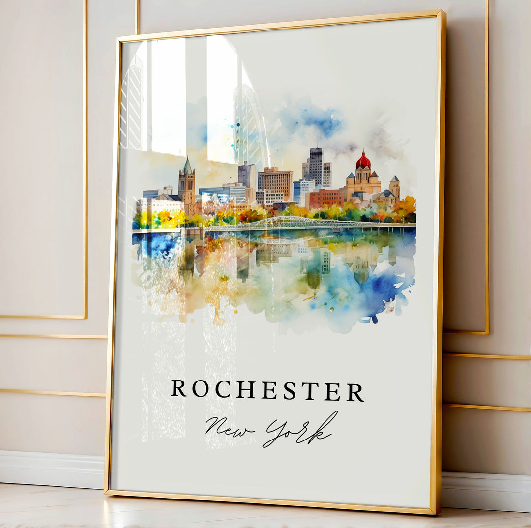 Rochester traditional travel art - Upstate New York, Rochester poster print, Wedding gift, Birthday present, Custom Text, Perfect Gift