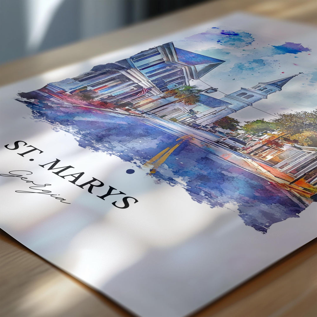 St Marys, Georgia, USA – Watercolor Art Print