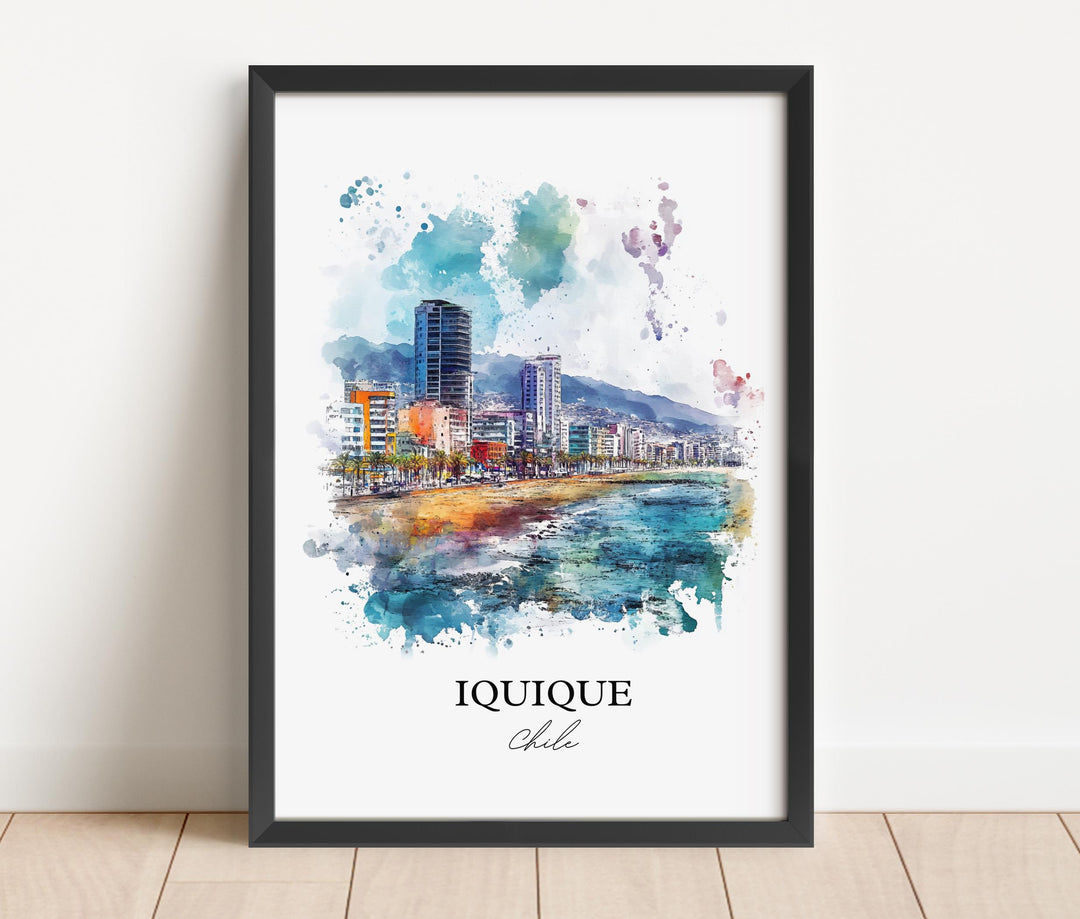Iquique Chile Wall Art, Northern Chile Print, Chile Watercolor Art, Iquique Chile Gift, Travel Print, Travel Poster, Housewarming Gift