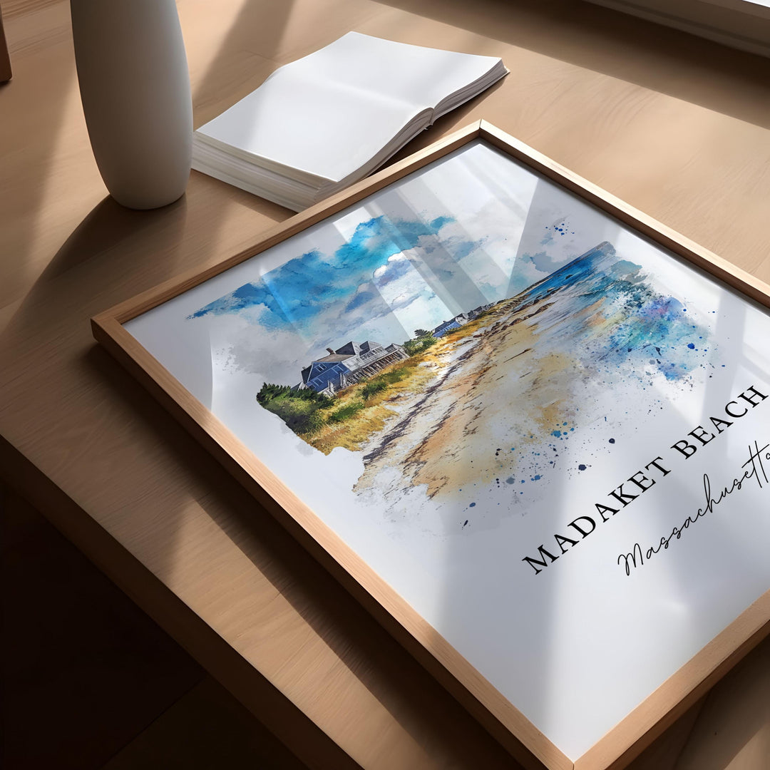 Madaket Beach MA Wall Art, Madaket Beach Print, Madaket Beach Watercolor Art, Nantucket Gift,