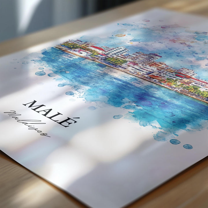 Malé Maldives Wall Art, Malé Print, Maldives Watercolor Art, Malé Maldives Gift, Travel Print, Travel Poster, Housewarming Gift