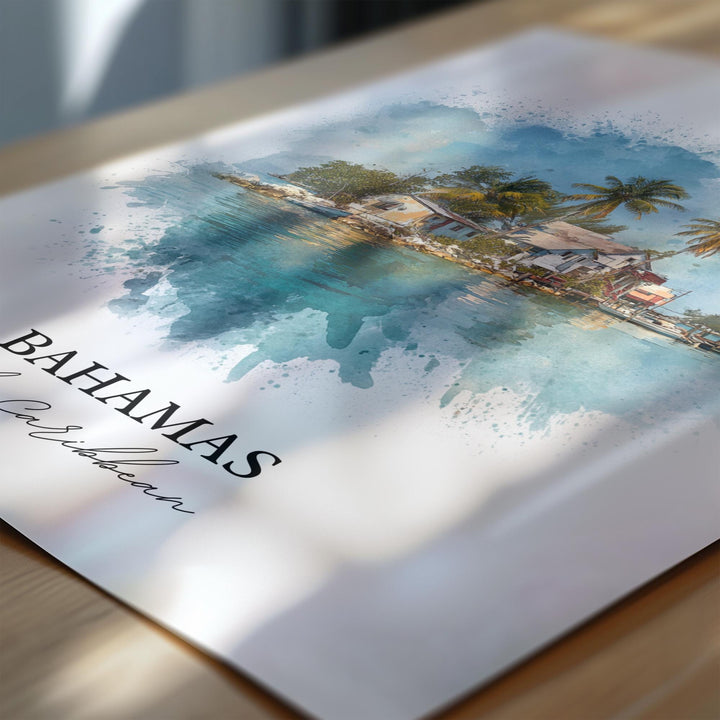 Bahamas Wall Art, Bahamas Print, Bahamas Watercolor Art, Bahamas Gift, Travel Print, Travel Poster, Housewarming Gift