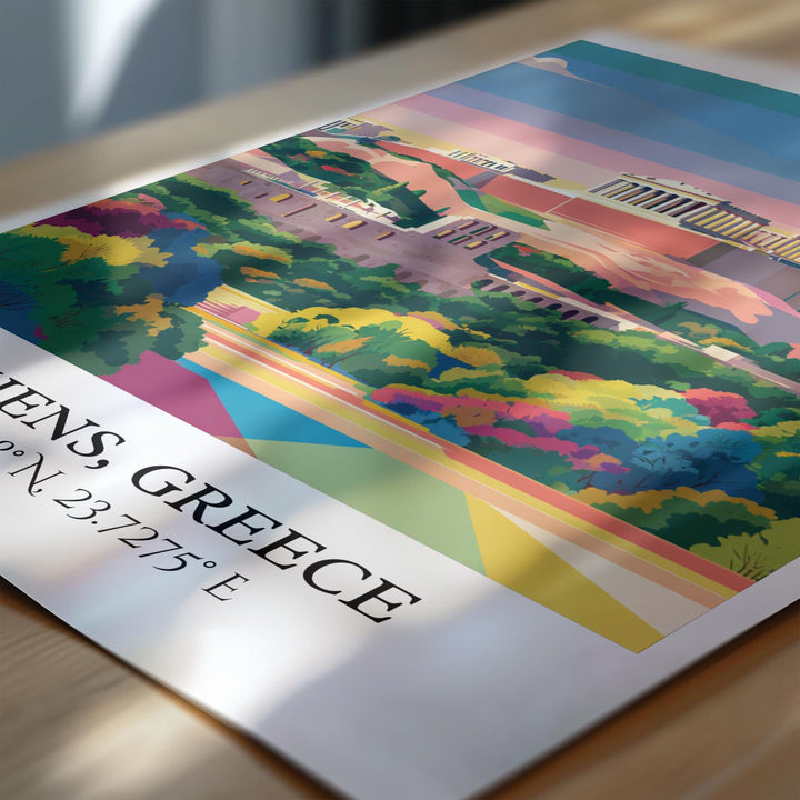 Athens Greece Art, Athens Retro Travel Art, Athens Greece Home Decor, Greece Gift, Greece Travel Art, Travel Prints, Housewarming Gift