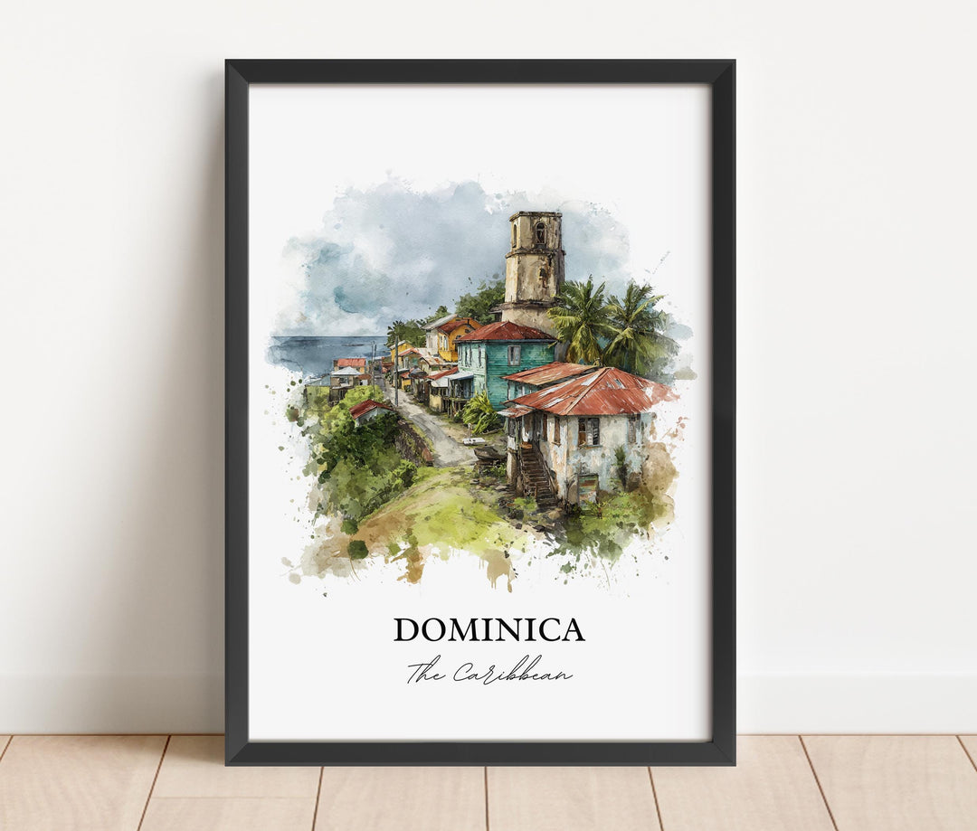 Dominica Wall Art, Dominica Print, Caribbean Watercolor Art, Dominica Gift, Travel Print, Travel Poster, Housewarming Gift