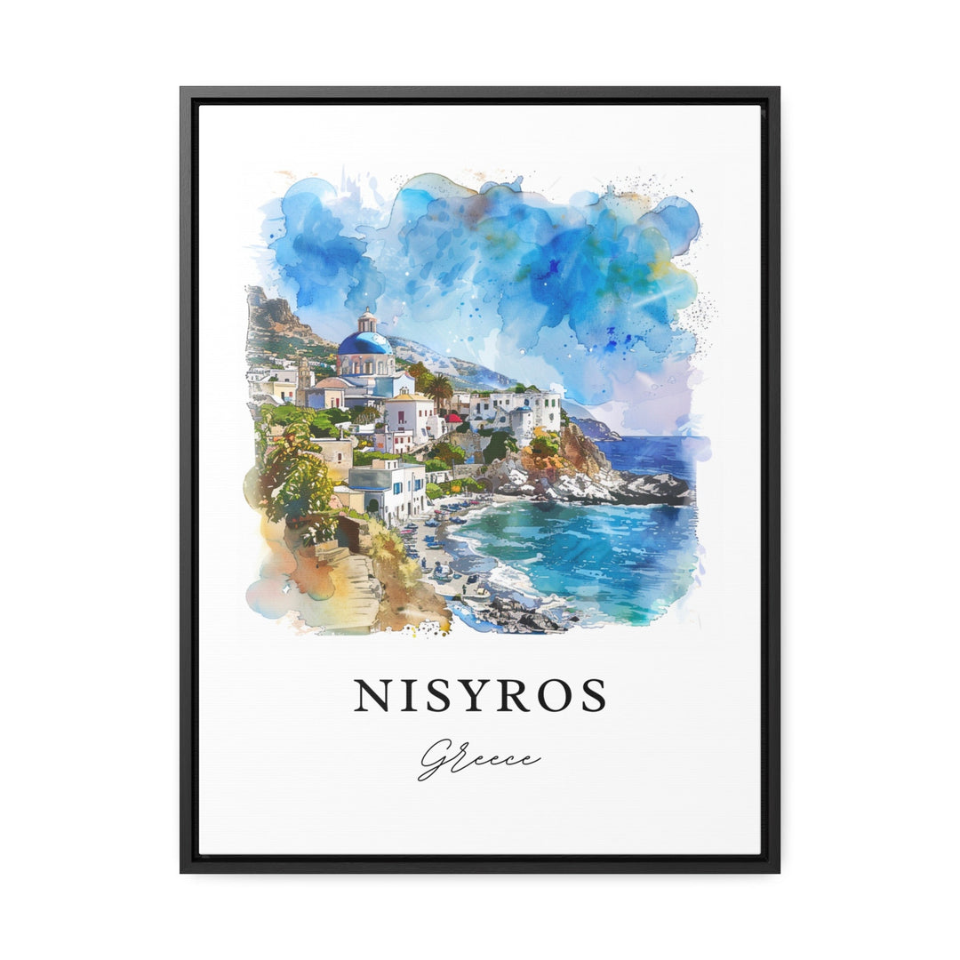 Nisyros Greece Wall Art, Nisyros Island Print, Nisyros Watercolor Art, Nisiros Greece Gift,