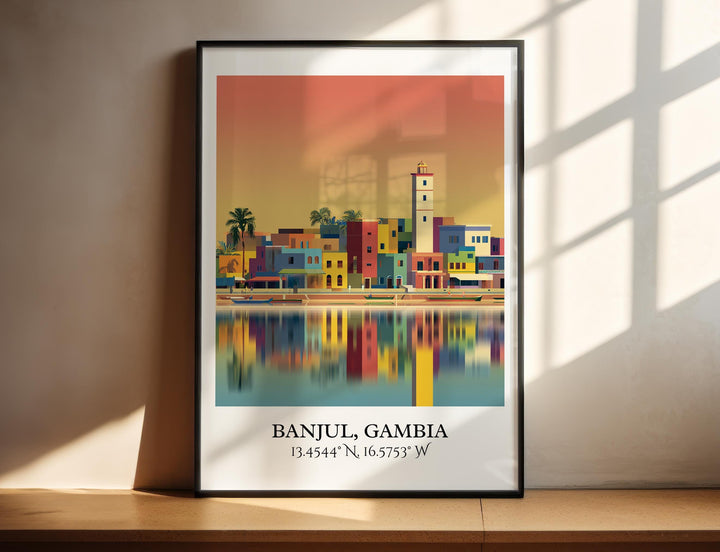 Banjul Art, Banjul Retro Travel Art, Banjul Gambia Home Decor, Gambia Gift, Gambia Travel Art, Travel Prints, Housewarming Gift