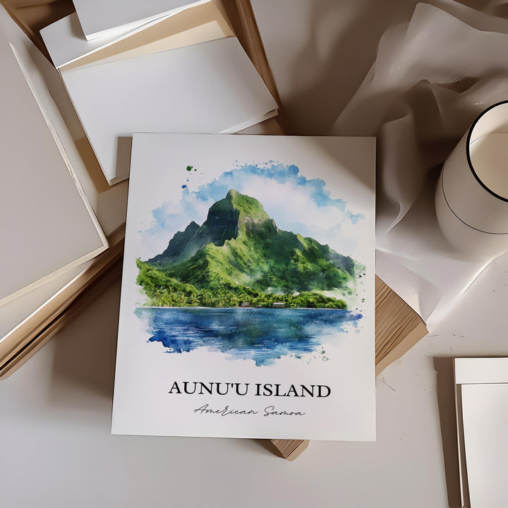 Aunu'u Island Wall Art, Tutuila Island Print, American Samoa Watercolor, Aunu'u Island Gift, Travel Print, Travel Poster, Housewarming Gift
