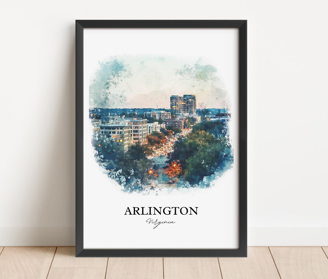 Arlington VA Wall Art, Arlington VA Print, Washington DC Watercolor, Arlington Virginia Gift, Travel Print, Travel Poster, Housewarming Gift