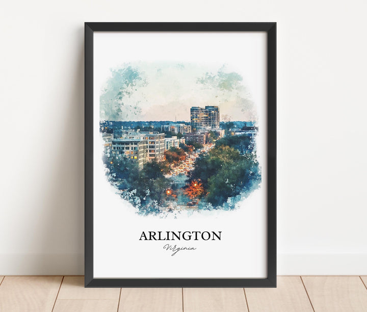 Arlington VA Wall Art, Arlington VA Print, Washington DC Watercolor, Arlington Virginia Gift, Travel Print, Travel Poster, Housewarming Gift