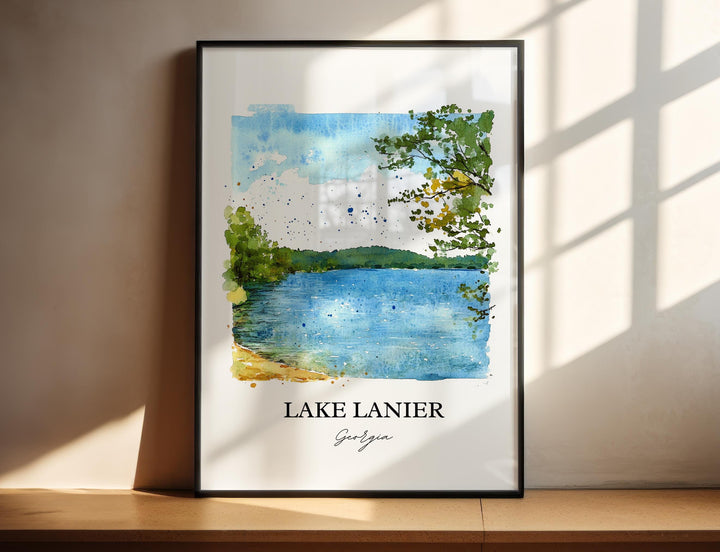 Lake Lanier Wall Art, Chattahoochee River Print, Georgia Watercolor Art, Lake Lanier Gift, Travel Print, Travel Poster, Housewarming Gift