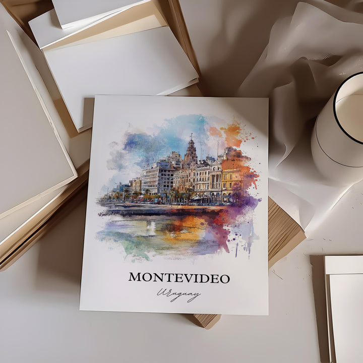 Montevideo Wall Art, Montevideo Print, Uruguay Watercolor Art, Montevideo Uruguay Gift, Travel Print, Travel Poster, Housewarming Gift