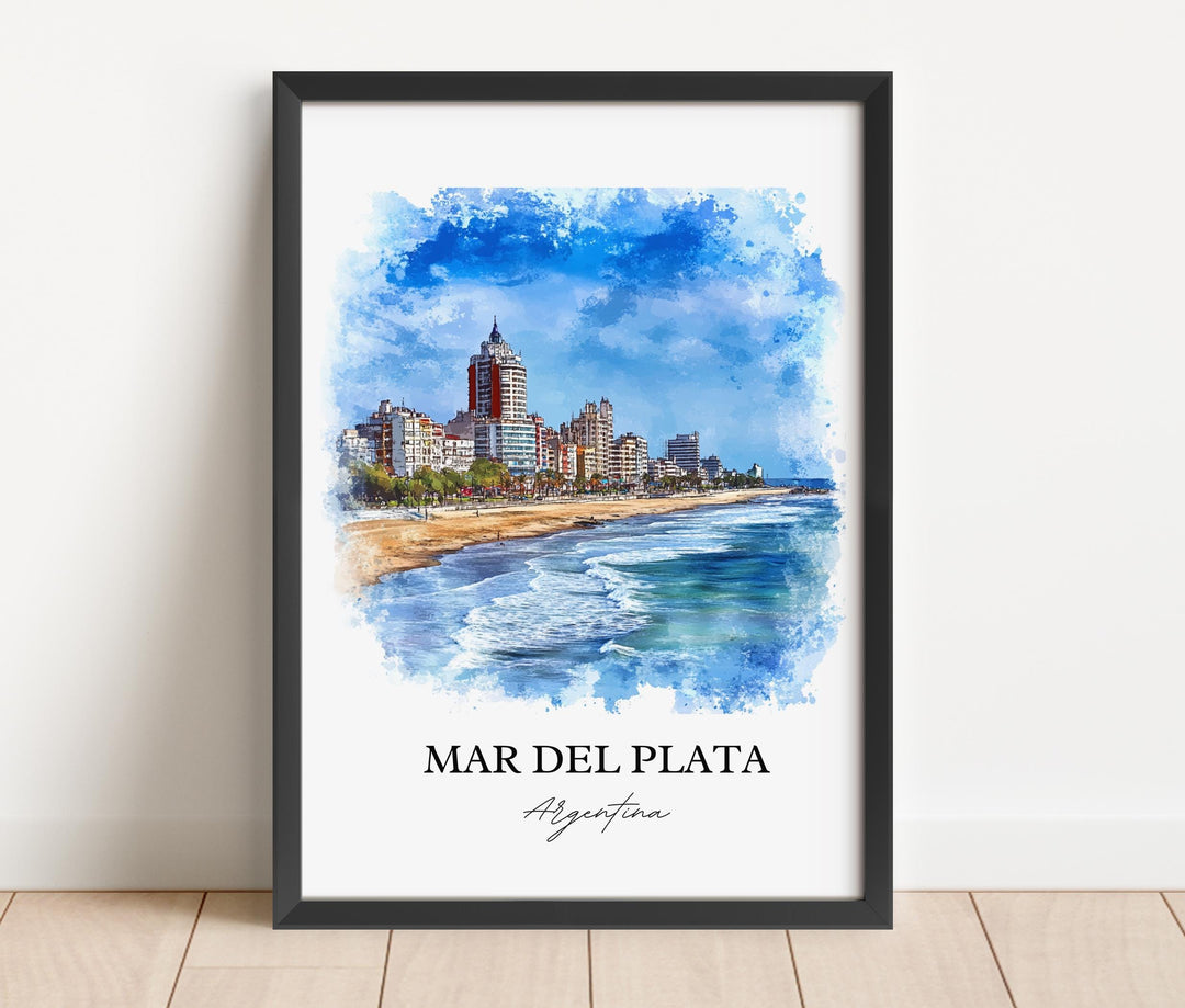 Mar del Plata Wall Art, Mar del Plata Print, Argentina Watercolor Art, Mar del Plata Gift, Travel Print, Travel Poster, Housewarming Gift