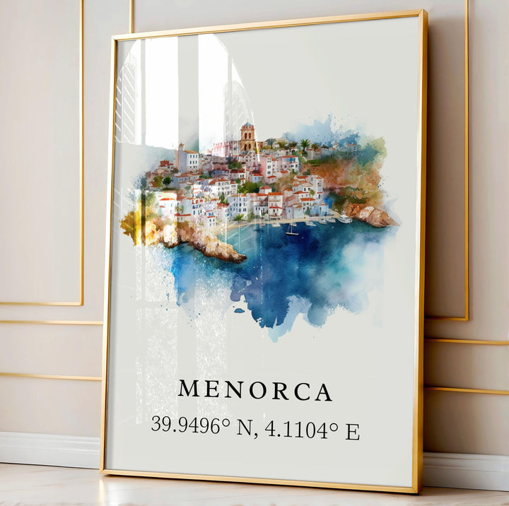 Menorca Spain wall art, Menorca poster, Menorca Wedding gift, Balearic Islands souvenir, Custom Text, Personalized Gift