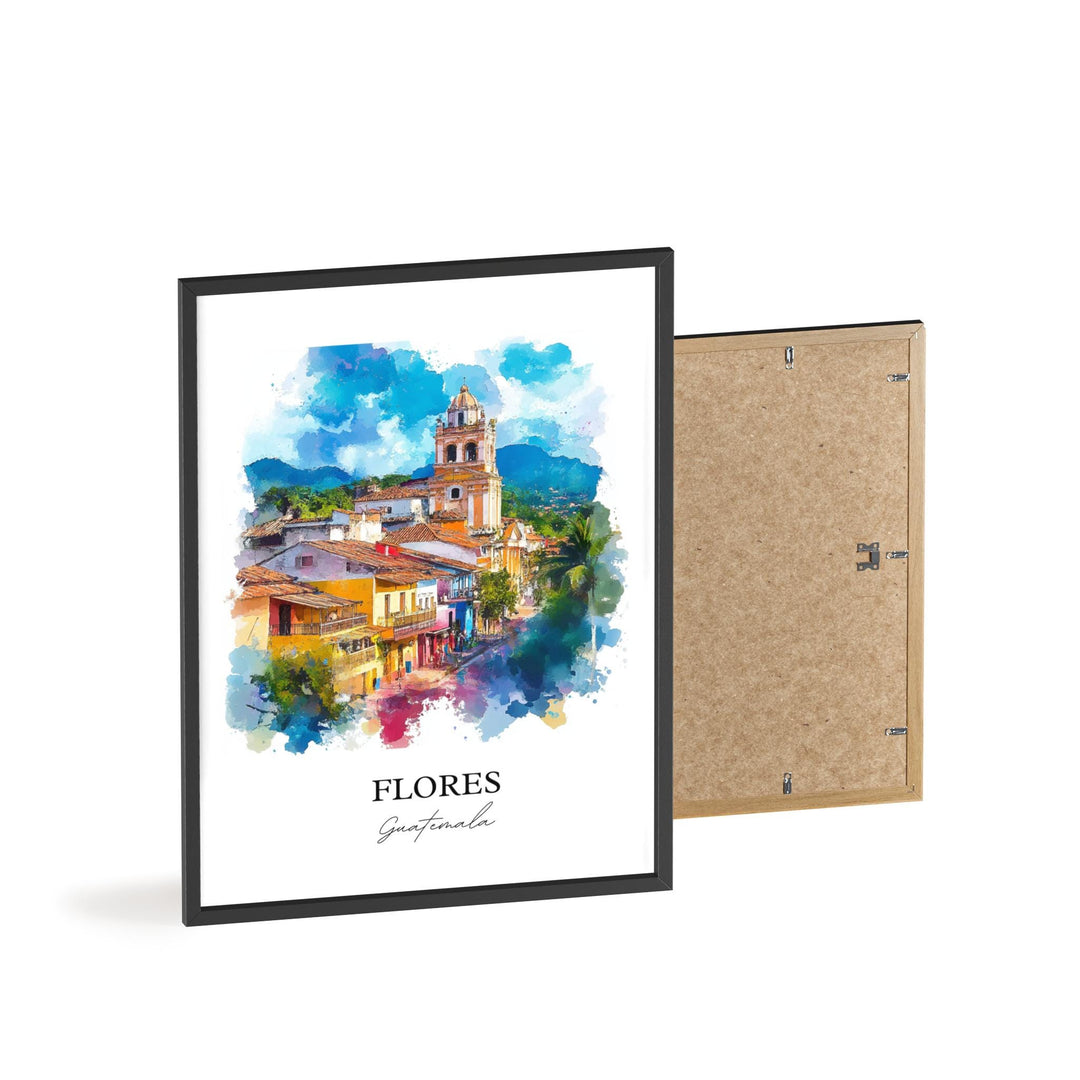 Flores Guatemala Wall Art, Petén Region Print, Guatemala Watercolor, Flores Guatemala Gift, Travel Print, Travel Poster, Housewarming Gift