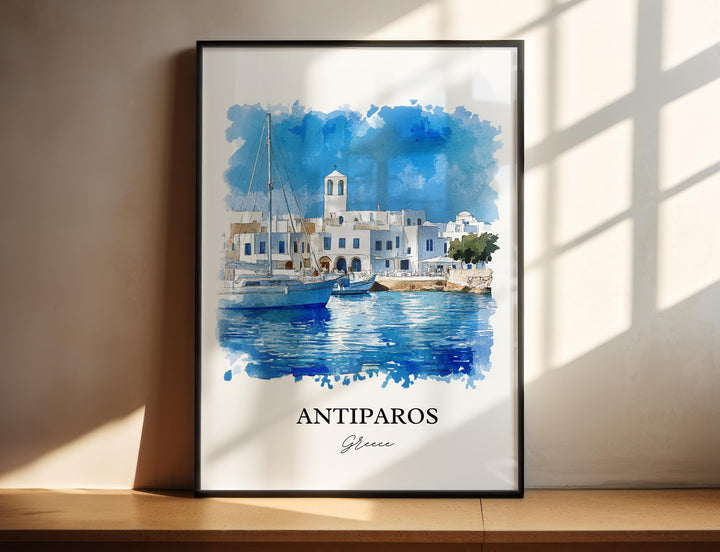 Antiparos Wall Art, The Cyclades Print, Paros Watercolor Art, Antiparos Greece Gift, Travel Print, Travel Poster, Housewarming Gift