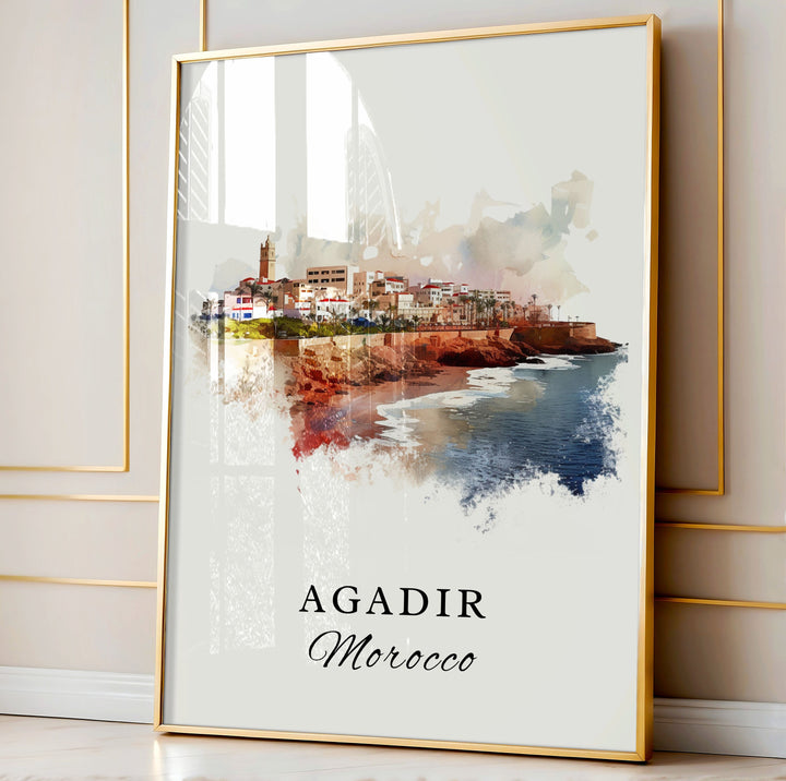Agadir Morocco wall art - Morocco, Agadir poster, Agadir Cityscape Wedding gift, Birthday present, Custom Text, Personalized Gift