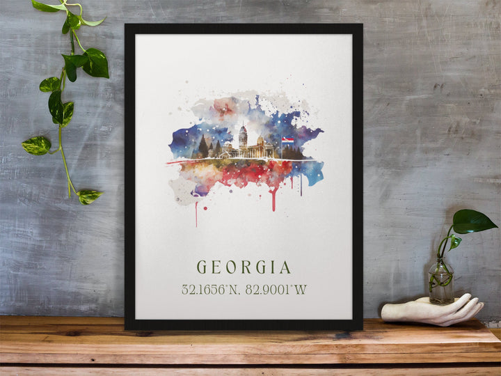 Georgia wall art - Flag of Georgia, Georgia USSR poster, Goergia Asia Wedding gift, Birthday present, Custom Text, Personalized Gift