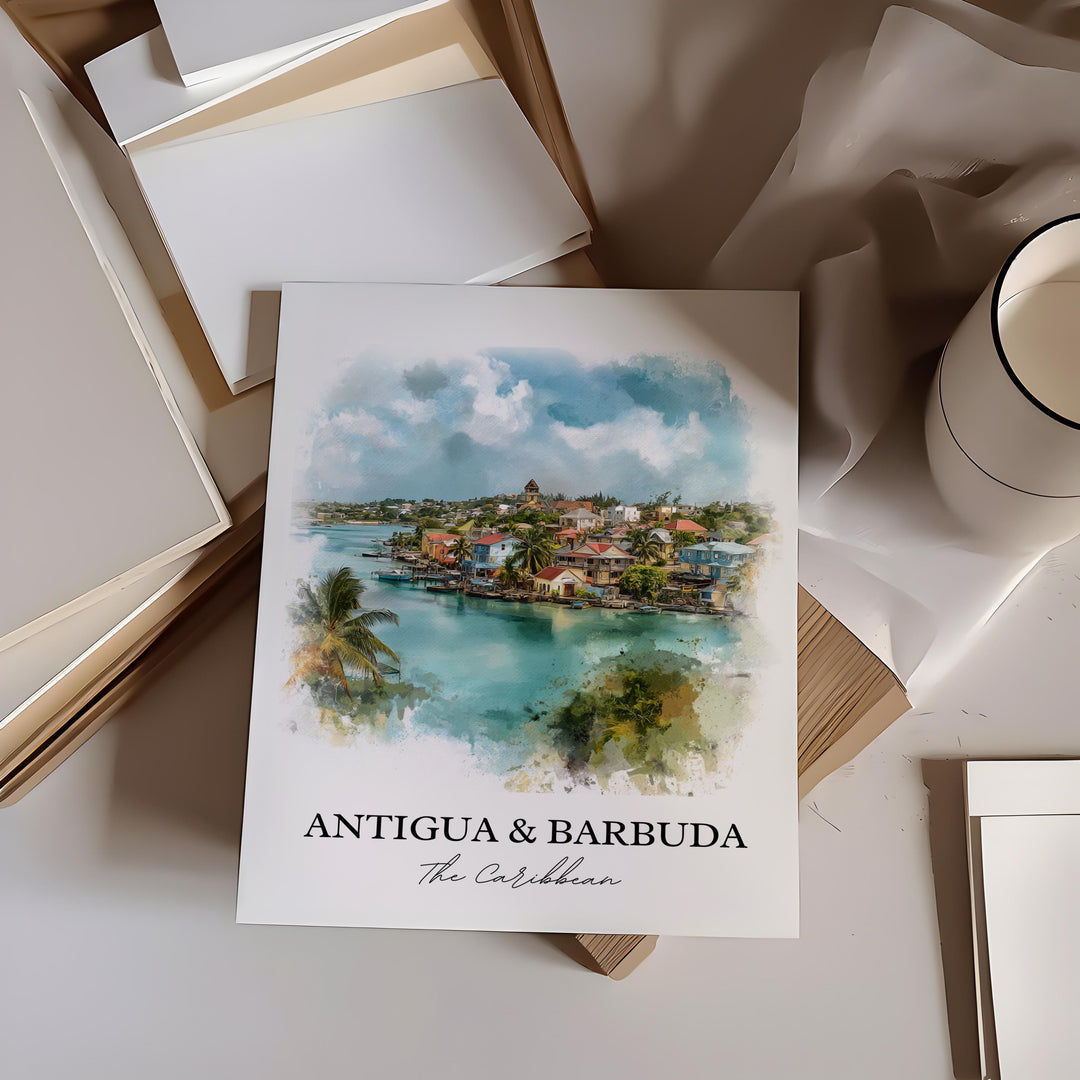 Antigua & Barbuda Wall Art, Caribbean Print, Caribbean Artwork, Antigua Barbuda Gift, Travel Print, Travel Poster, Housewarming Gift
