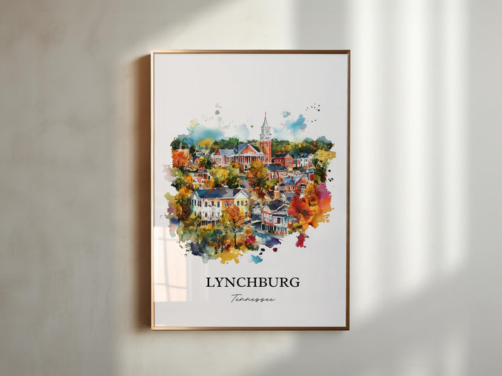 Lynchburg TN Wall Art, Moore County Print, Tennessee Watercolor Art, Lynchburg TN Gift, Travel Print, Travel Poster, Housewarming Gift