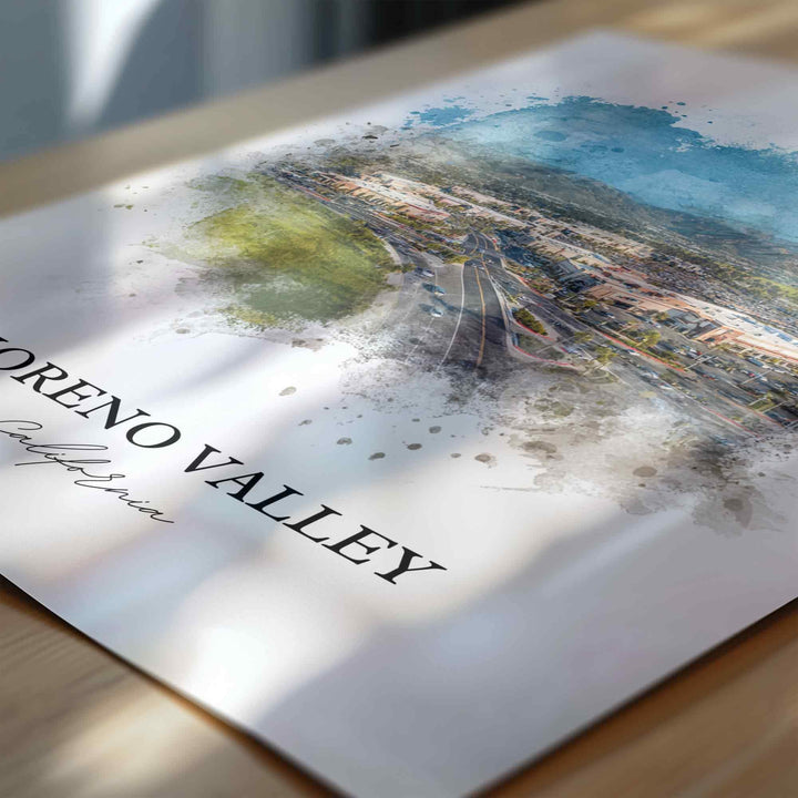 Moreno Valley Art, Riverside County Print, San Bernardino Watercolor Art, Moreno Valley Gift, Travel Print, Travel Poster, Housewarming Gift