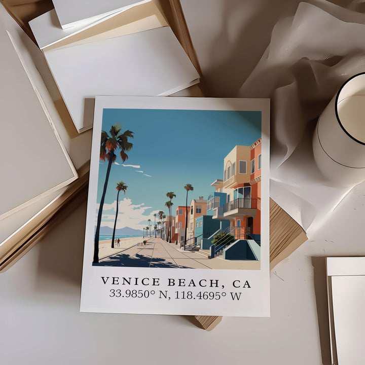 Venice Beach CA wall art - California, Venice Beach poster, Venice Beach Wedding gift, Birthday present, Custom Text, Personalised Gift