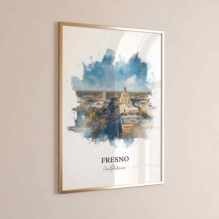 Fresno, California Wall Art, Fresno Print, Fresno Watercolor Art, Fresno California Gift, Travel Print, Travel Poster, Housewarming Gift