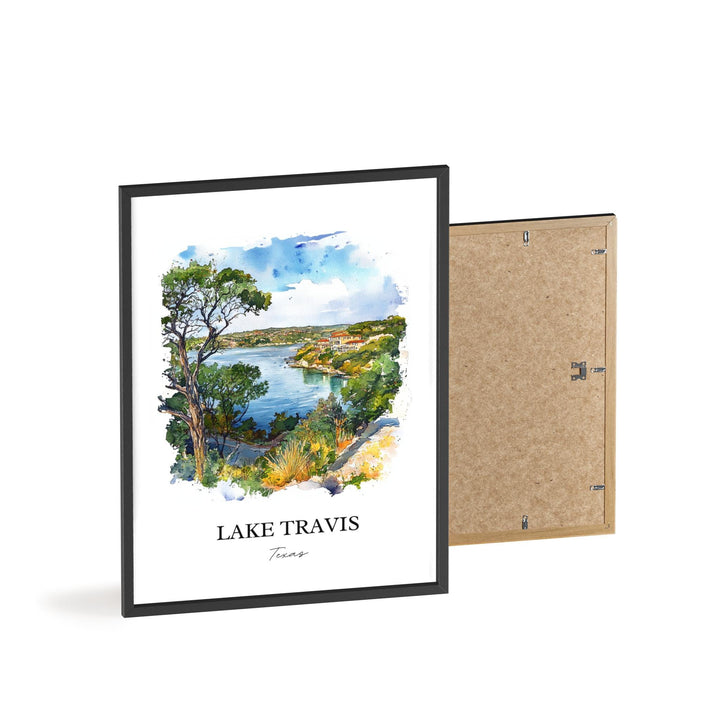 Lake Travis Wall Art, Lake Travis Print, Austin Watercolor Art, Lake Travis Texas Gift, Travel Print, Travel Poster, Housewarming Gift