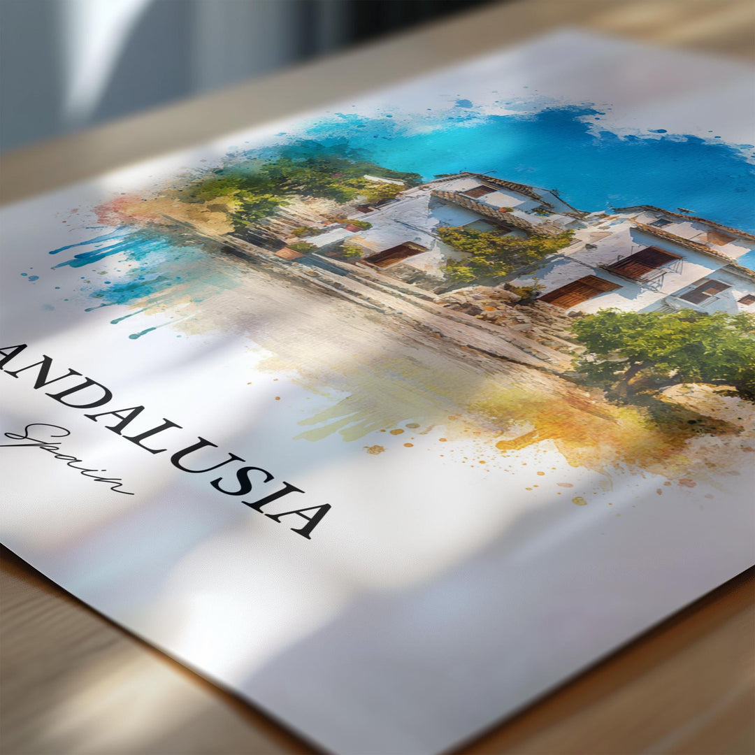 Andalusia Wall Art, Andalusia Spain Print, Spain Watercolor Art, Andalusia Gift, Andalusia Travel Print, Travel Poster, Housewarming Gift