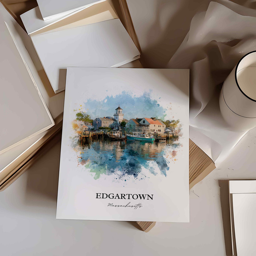 Edgartown, MA – Watercolor Art Print