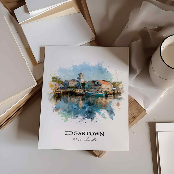 Edgartown, MA – Watercolor Art Print