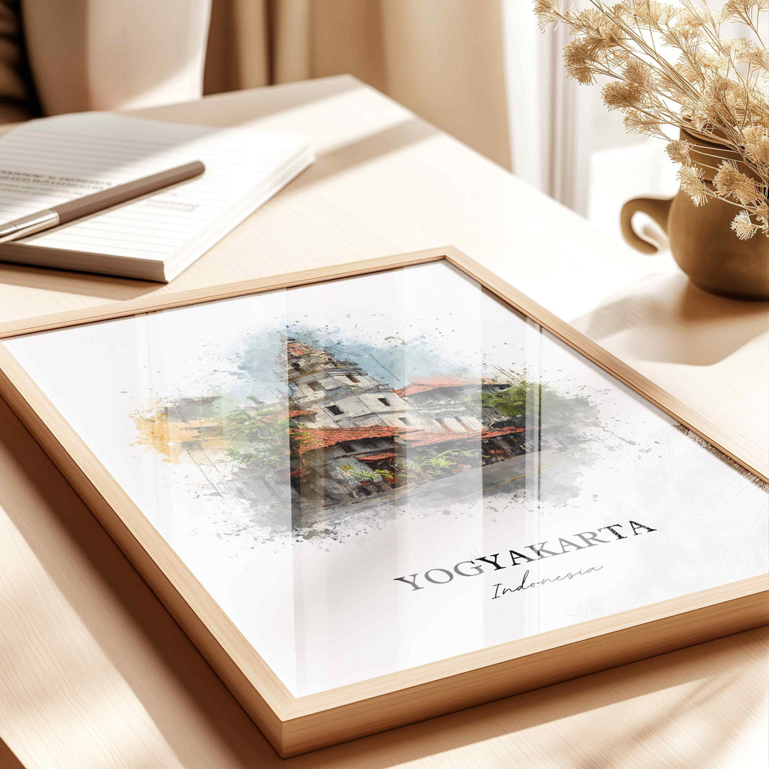 Yogyakarta, Indonesia – Watercolor Art Print