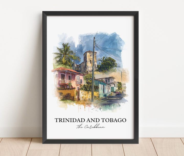 Trinidad and Tobago Art, Trinidad Print, Caribbean Watercolor Art, Trinidad and Tobago Gift, Travel Print, Travel Poster, Housewarming Gift