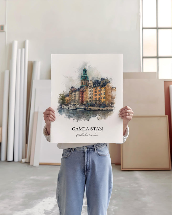Gamla Stan, Sweden – Watercolor Art Print