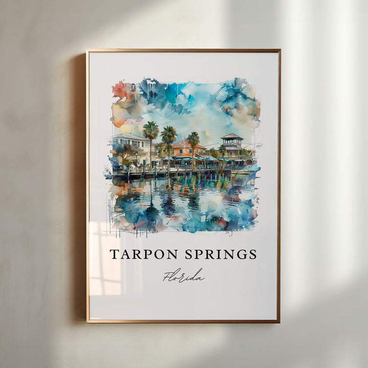 Tarpon Springs FL Art, Tarpon Springs Print, Gulf Coast FL Watercolor Art, Florida Art Gift,